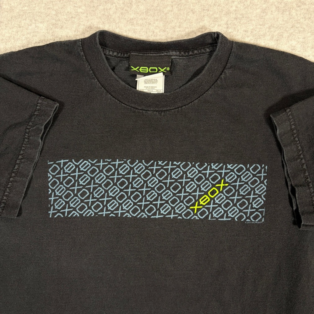 Xbox Graphic T-Shirt Kids Medium Black 2005 Microsoft Promo Short Sleeve Tee